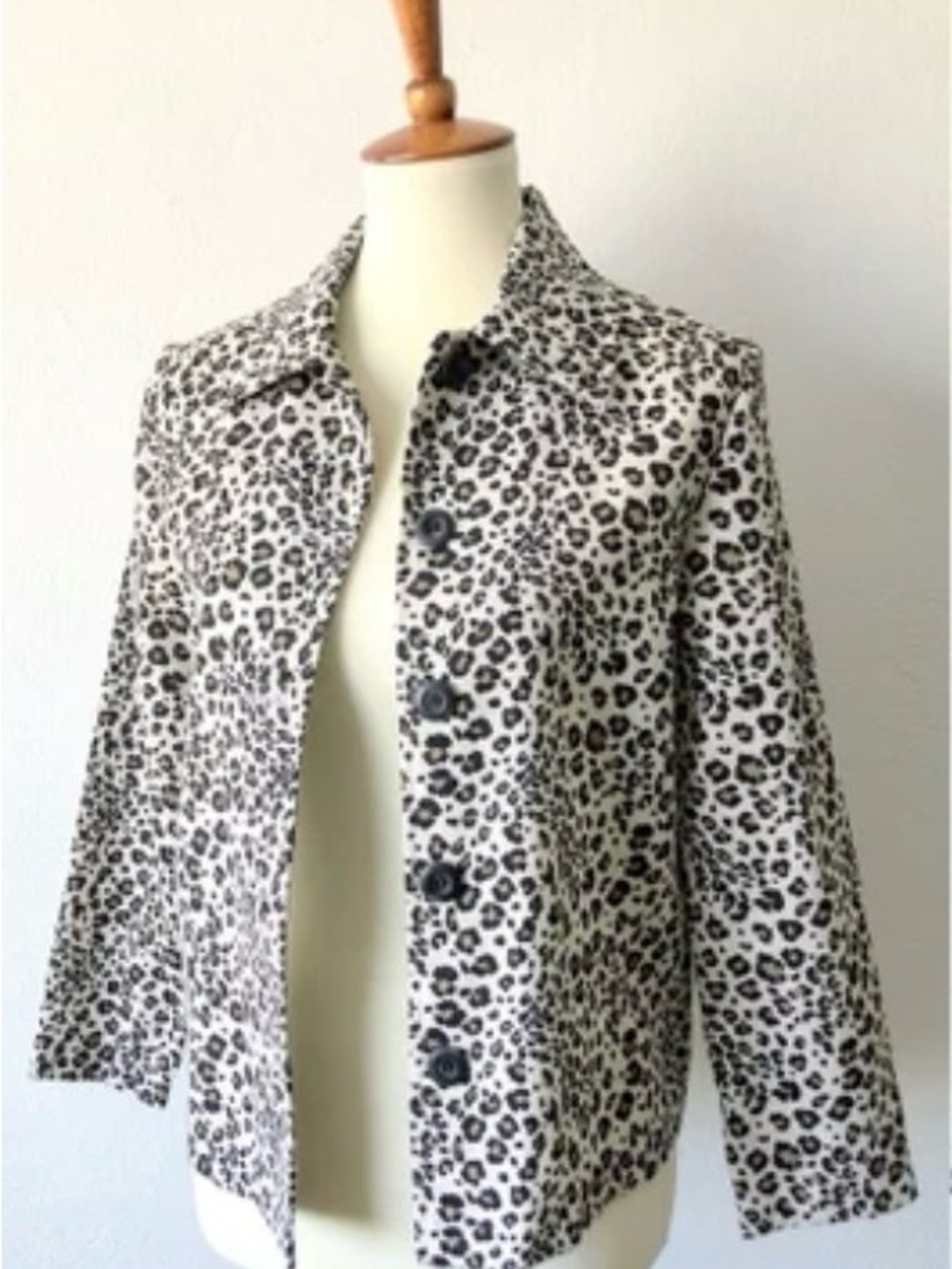 Briggs Leopard Print Button-Front Jacket - Black & White